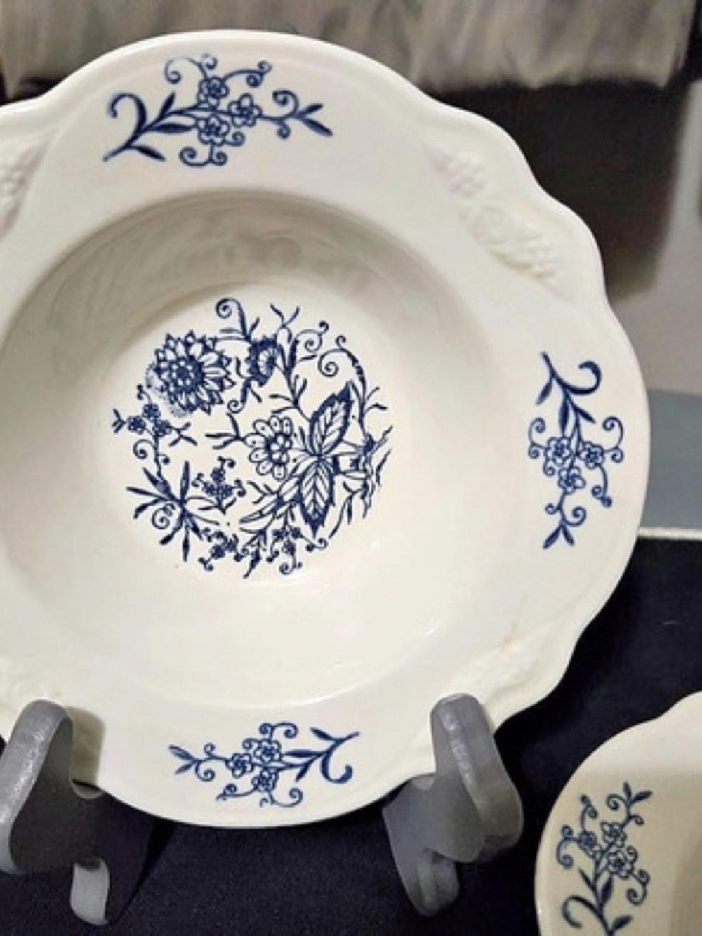 Blue Floral Ceramic Set Of 2 Bowls